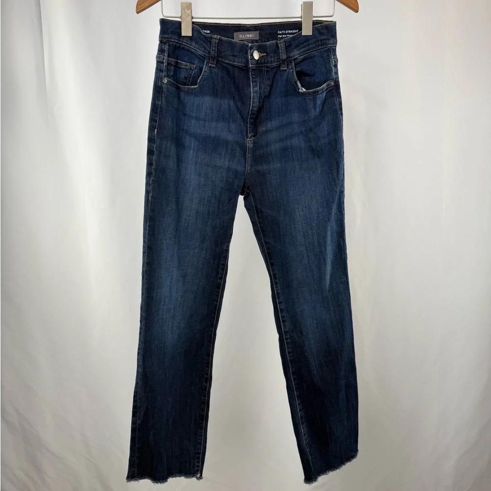 DL1961 Patti Straight High Rise Vintage Ankle Jeans in Dark Blue‎ Size 28